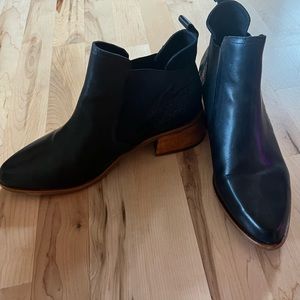 Black leather booties